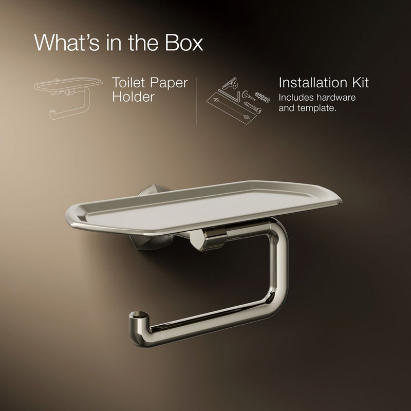 Occasion Toilet Paper Holder With Tray, Polished Nickel