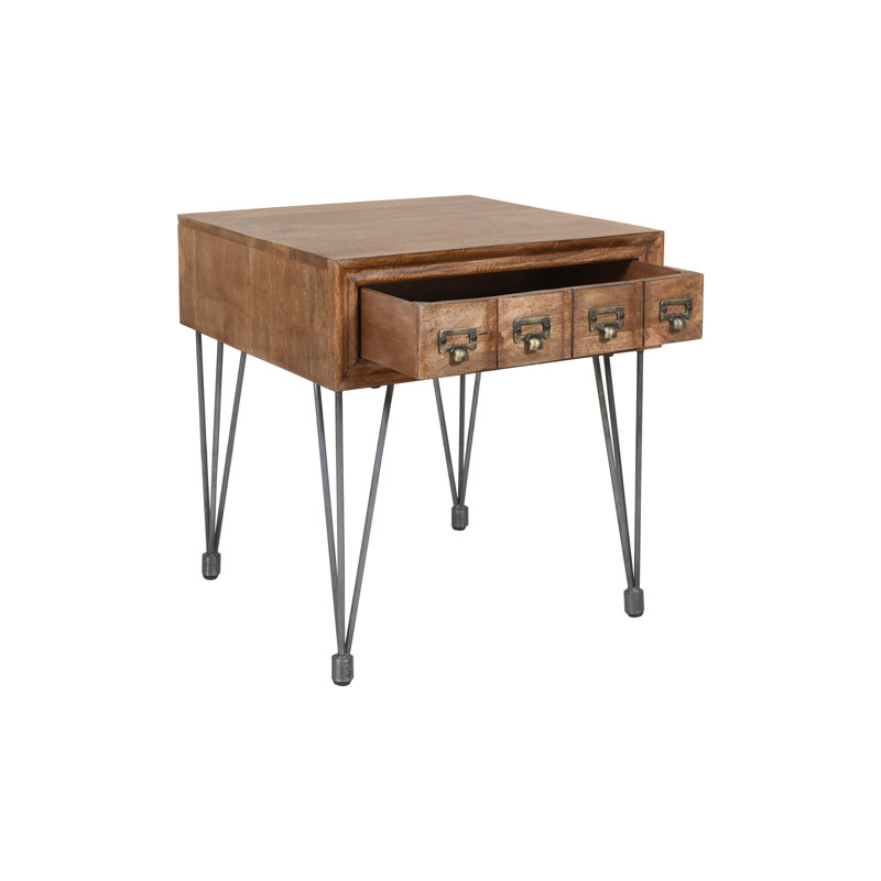 Katrein Solid Wood Top End Table with Storage