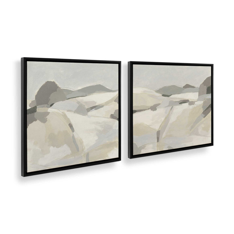 Ensemble de 2 impressions sur toile dans un cadre en érable, 24 po x 24 po, H 33 po x l 66 po x P 1,75 po