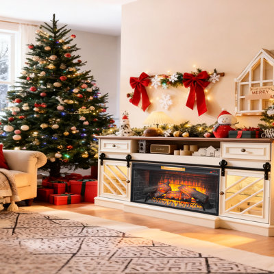 Electric Fireplace With Western Style Speaker, 8 - Hour Timer, 11 Temperature Settings, Realistic Flame For Primary Space /Ul Certification, 5018 Per Heat Output, 2 Installation Options, 4 Brightness