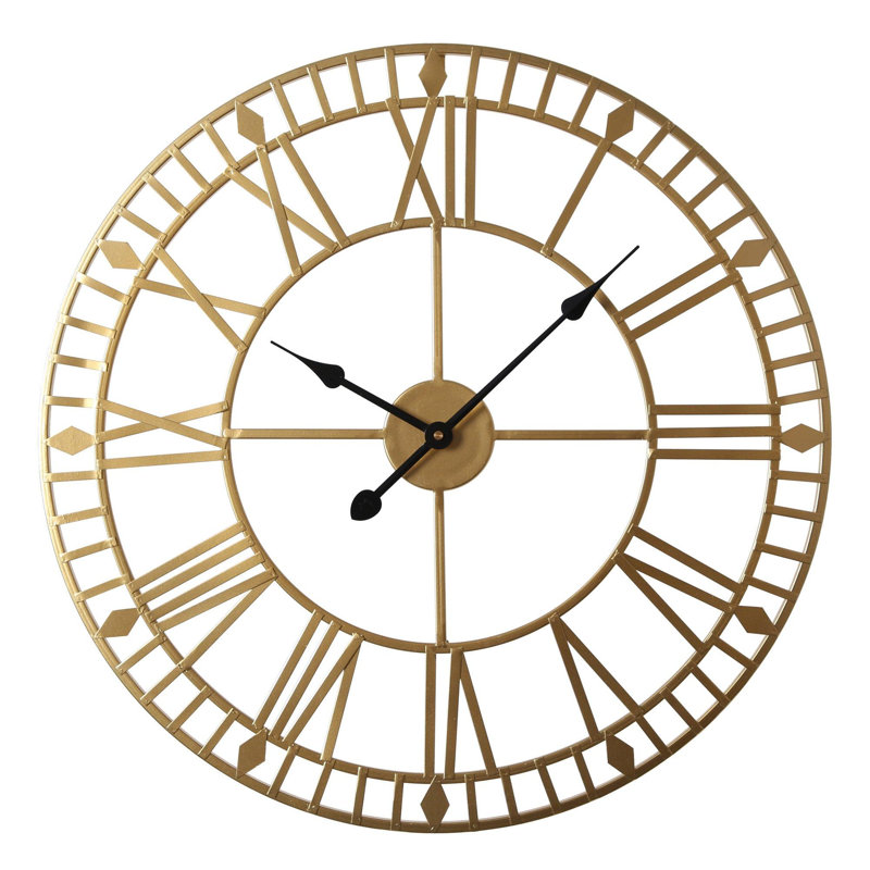 Elienor Iron Wall Clock, 60cm H x 60cm W x 4cm D, Gold