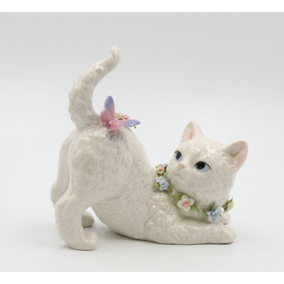 Cat With Butterfly Musical Figurine