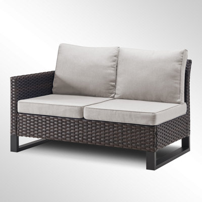 Ingvald 48.42" Wide Outdoor Wicker/Rattan U-Shaped Patio Sectional With Cushions by Latitude Run