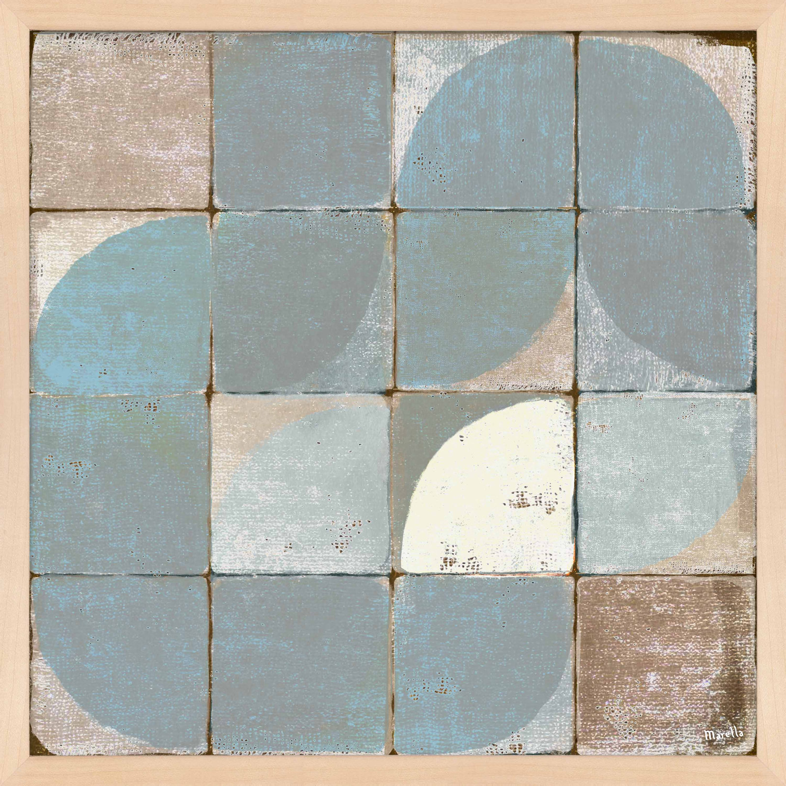 Tiles 2 by Marco Marella for Studio M - Framed Wall Art, 36" H x 36" W, Paper, Maple