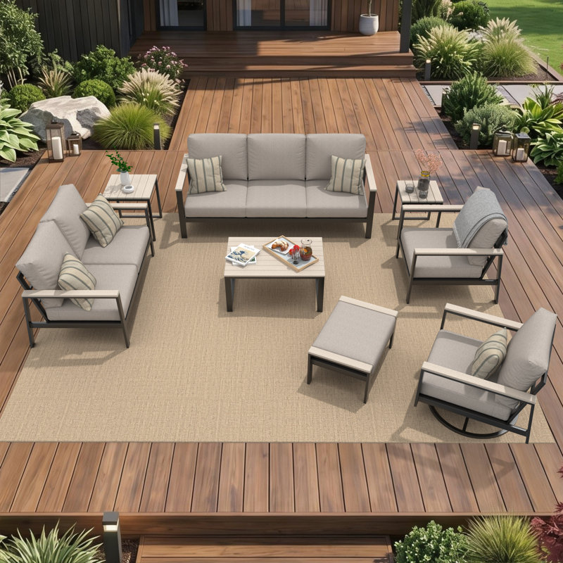 Ensemble de conversation avec canapé Sunbrella pour 6 personnes Townsend, Argent coulé Sunbrella®
