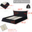 Très grand lit en velours noir - Design ergonomique et structure en bois de pin avec tête de lit pour une chambre à coucher élégante-1466723414
