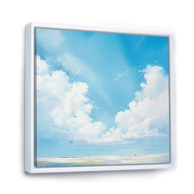 Impression sur toile Minimalist Horizon Cloud Drift I sur toile, Cadre flottant blanc, H 16 po x l 16 po x P 1 po