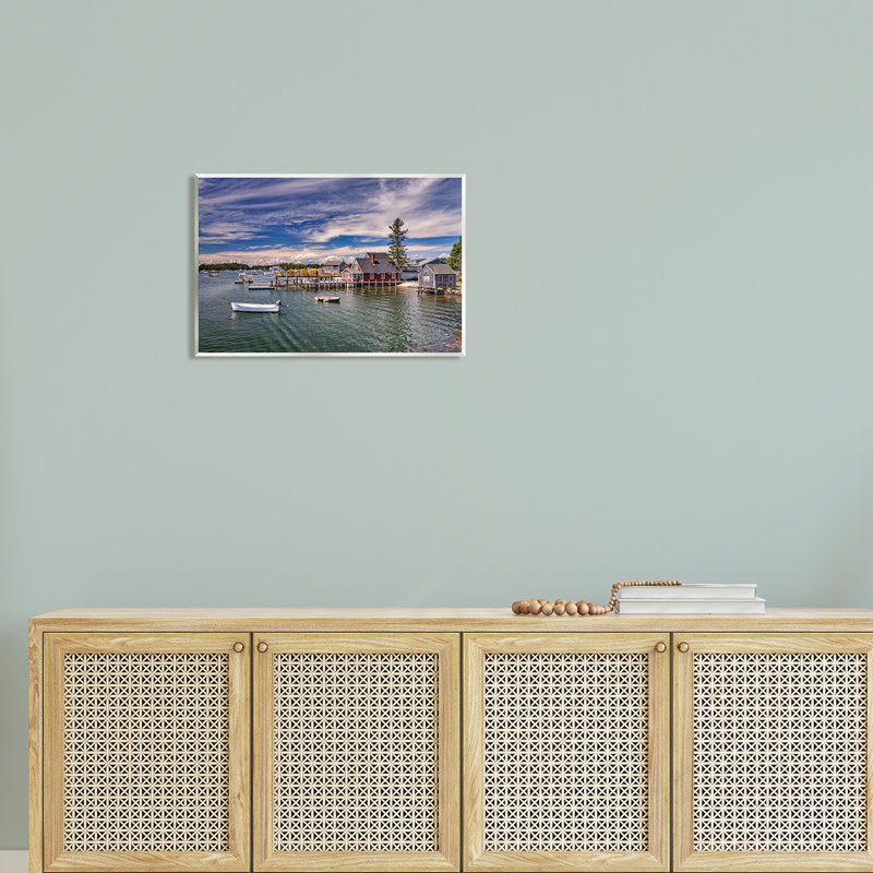 «Seaside Marina Boat Harbor Floater» par Rick Berk, H 13 po x l 19 po x P 0,5 po, Bois