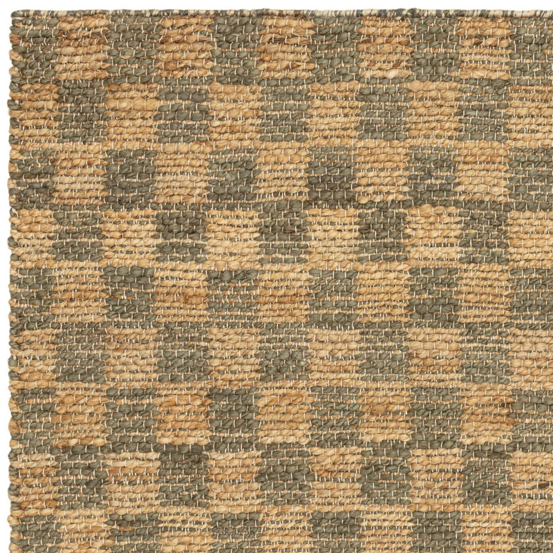 Merrisa Jute Checker Area Rug, Rectangle 160 x 230 cm, Green