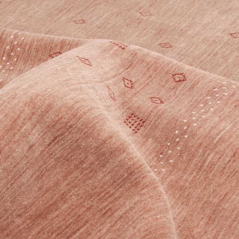Simi Hand Knotted Cotton/Wool Southwestern Area Rug, Peach, Rectangle 6' x 9'