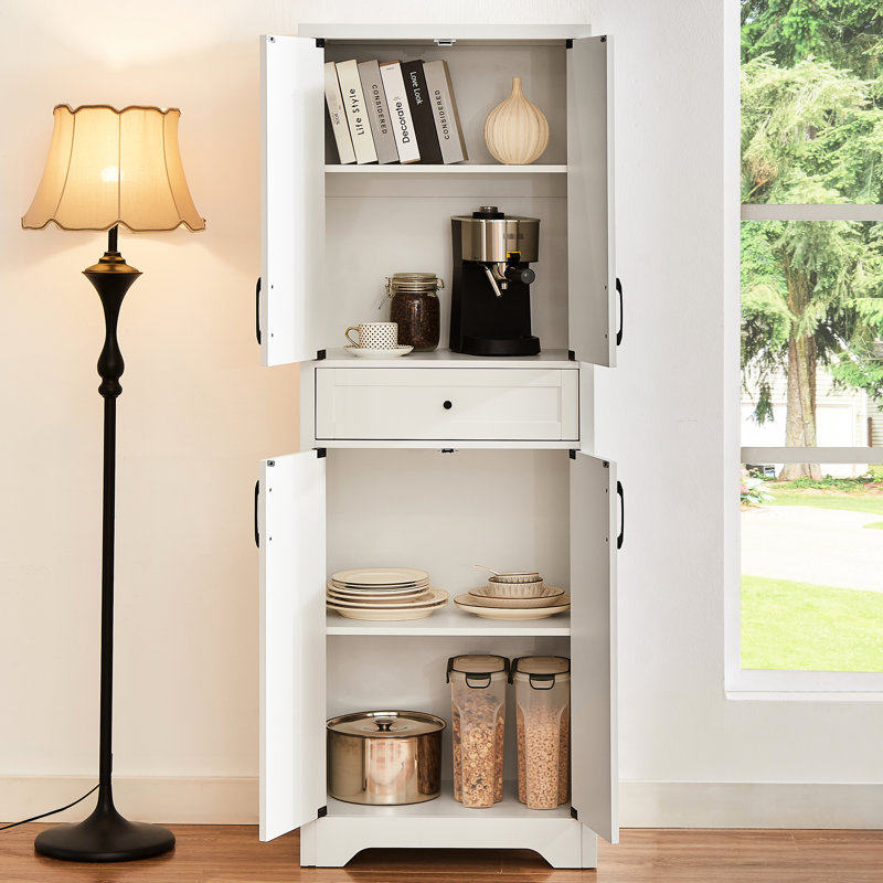 Buffet de 68 po de hauteur pour espace de vie, unité de rangement multifonctionnelle, blanc, chambre à coucher, bureau, console de 66 po, L 23,7 po x l 15,0 po H buffet blanc de pièce de 68 po de hauteur, l 23,7 po de largeur et 15 po de hauteur