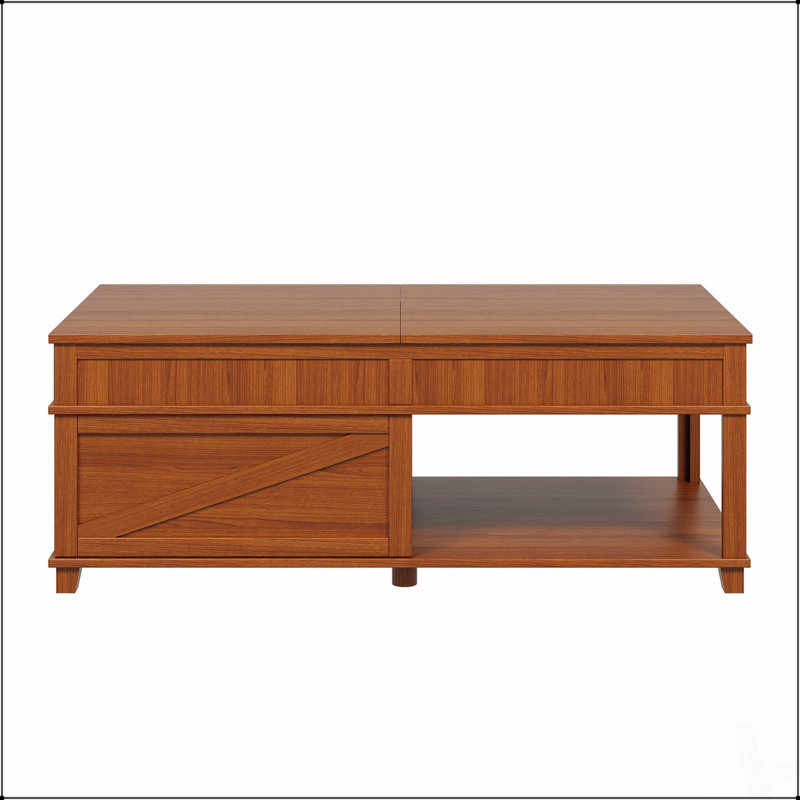 Table basse à plateau relevable avec compartiment caché, tablette ouverte et bureau réglable pour une vie moderne