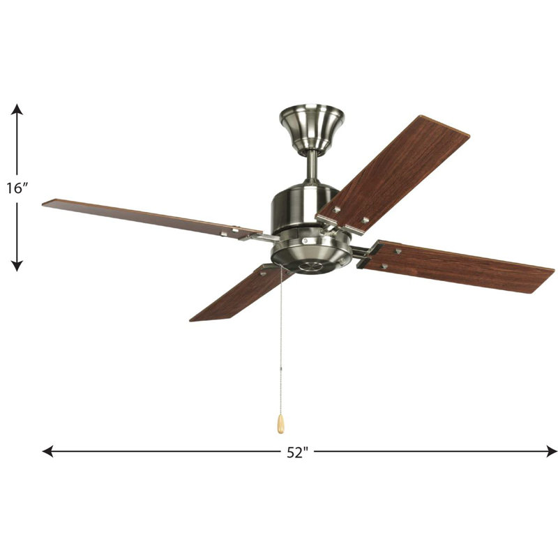 North Park 52'' Ceiling Fan, Brushed Nickel with Cherry / Natural Cherry Blades