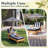 Kids Outdoor Wooden Chaise Lounge with Umbrella and Blue & White Striped Cushion-1103274056