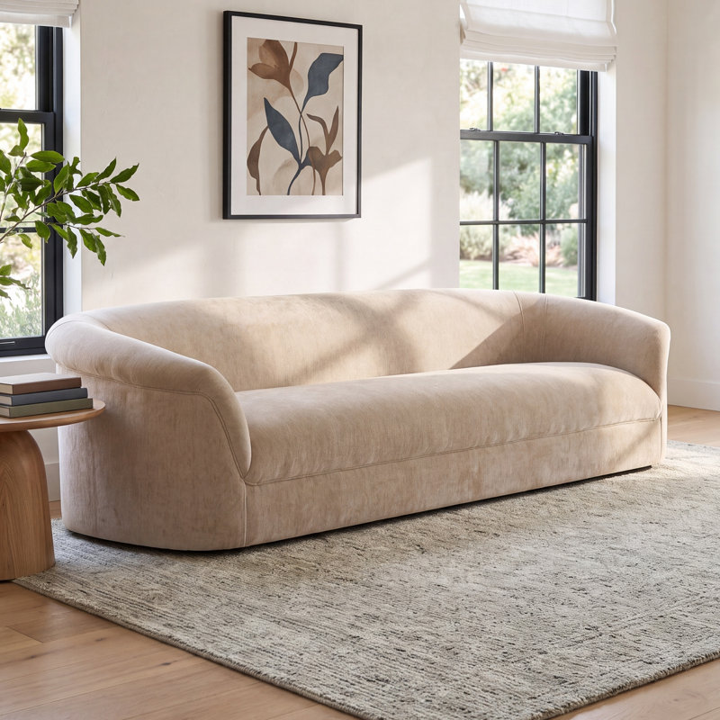 Arthur 109'' Velvet Upholstered Sofa, Beige