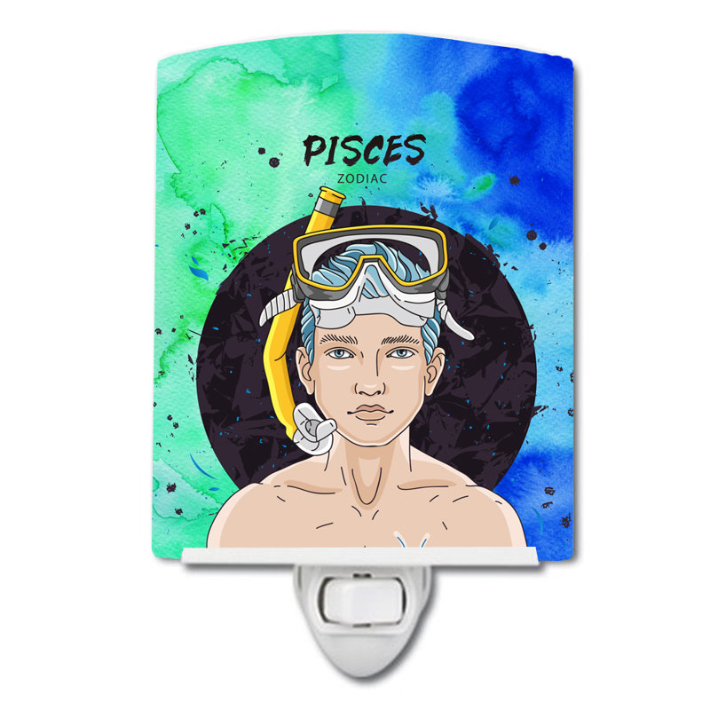 Éclairage de nuit en céramique zodiac Pisces