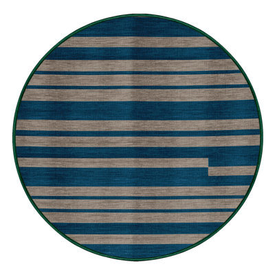 Machine Washable Horizontal Stripes Green Area Rug