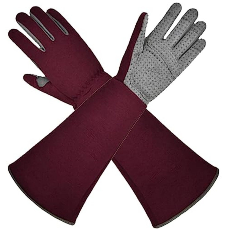 2 paires de gants de jardinage de protection avec protection pour épines et couverture d'avant-bras, gants de travail confortables pour la taille, l'entretien de la cour et diverses activités de plein air (brun, très grand)