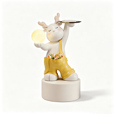 Modern Minimalist Deer Tray LED Resin Decor