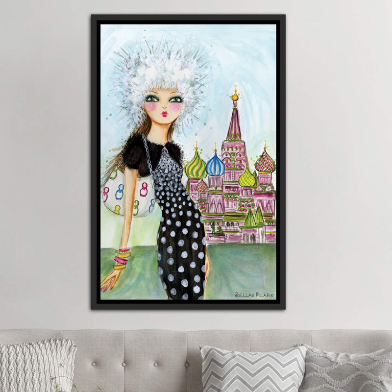 Art de Moscou, Toile encadrée d'or, H 60 po x l 40po x P 1,5 po