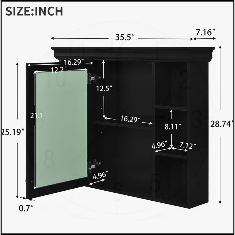 Armoire de salle de bain murale moderne avec tablettes réglables et miroir pour un rangement efficace