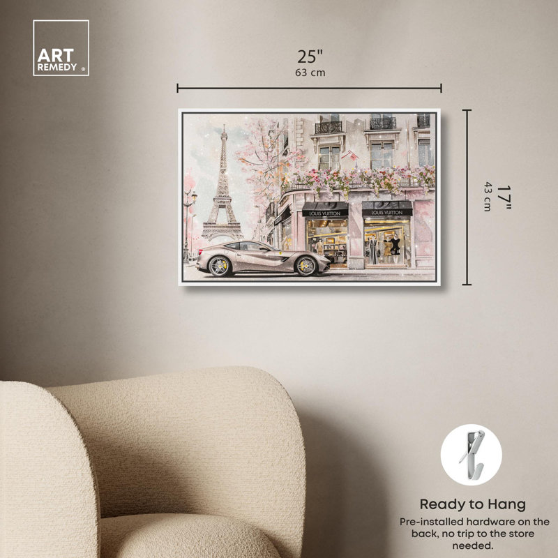 Impression d'art sur toile, magasinage commercial, Cadre flottant blanc, H 17 po x l 25 po x P 1,8 po