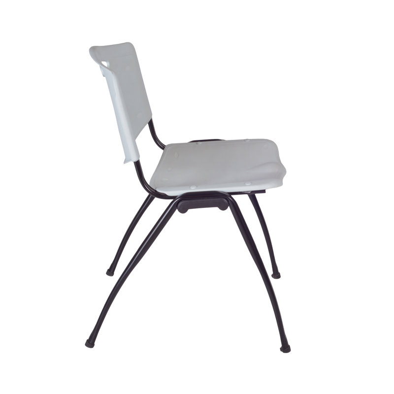 Industrial Gray Leather & Metal Stacking Chair - 20"W x 30"H
