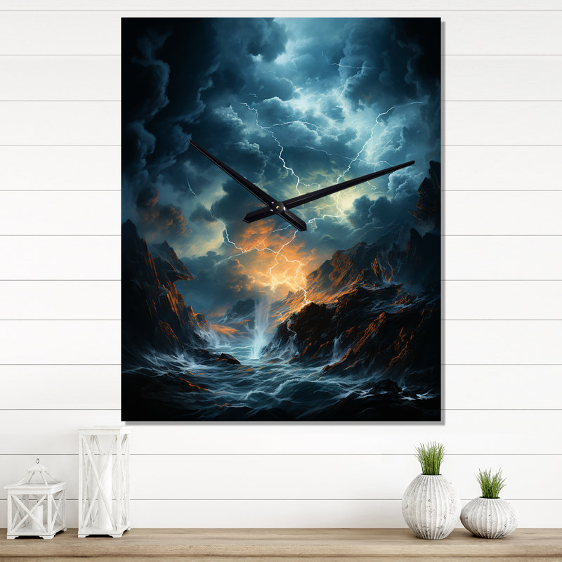 Lightning Thunderbolt Fury - Horloge murale paysage et nature, Très grand