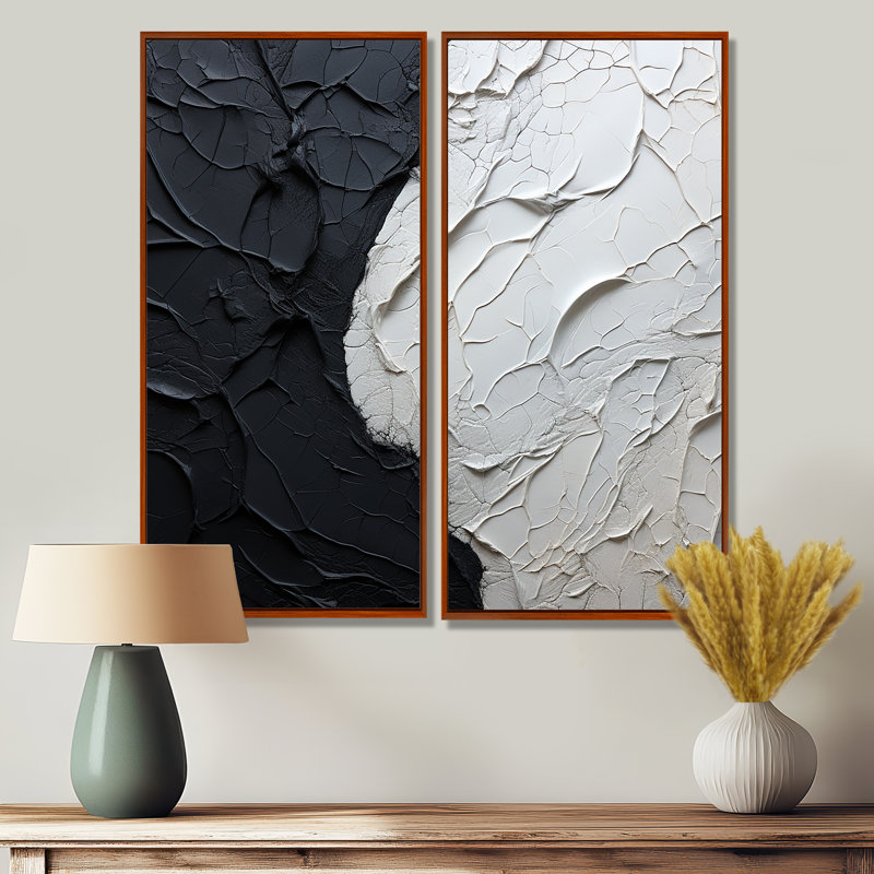 Minimalisme noir et blanc, coin de peinture - impressions côtières bleues sur toile, H 32 po x l 32 po, Brun