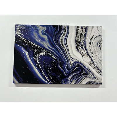 Modern Navy Blue And Silver Marble Art Canvas For Contemporary Abstract Wall Art Perfect For Home And Office Decor