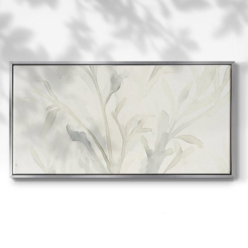 Botanical Series-CCSCXXXII- Toile tendue avec châssis tendue, prête à être accrochée, Argent argent, H 21 po x l 41 po