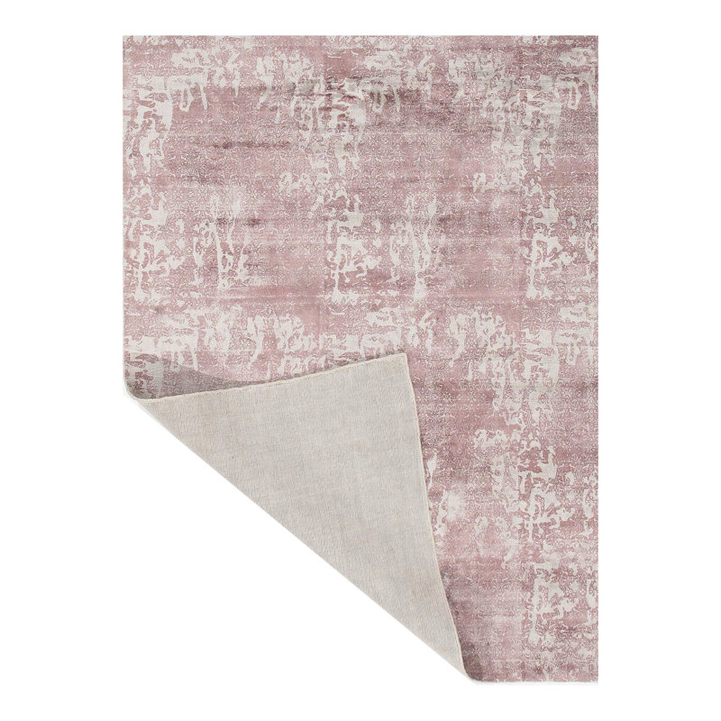 Tapis moderne noué à la main rose clair 4 pi x 6 pi