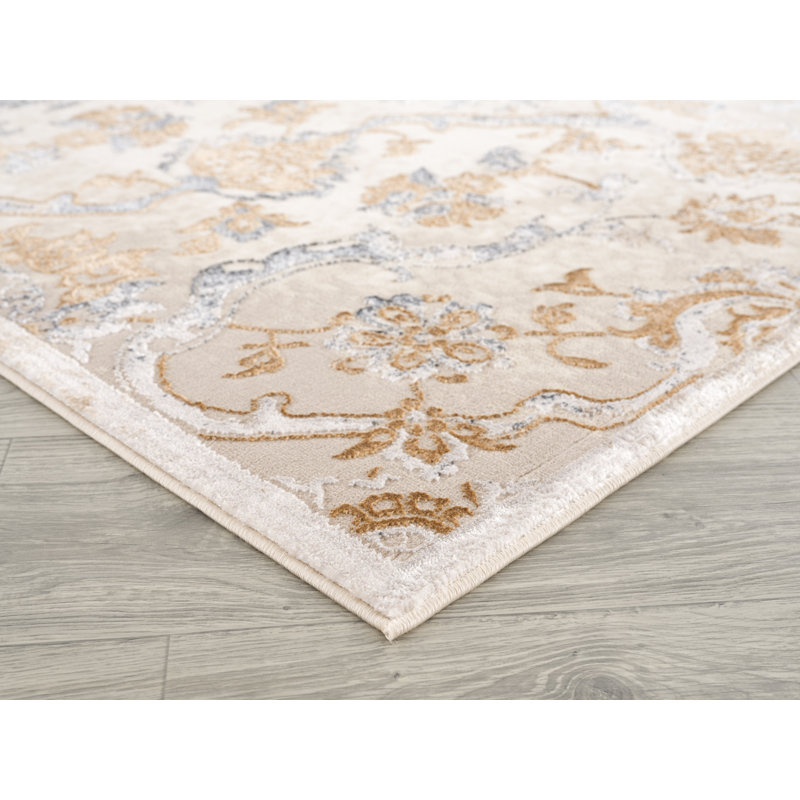 Tapis décoratif abstraite beige Amarillo, Rectangle 8 pi x 11 pi