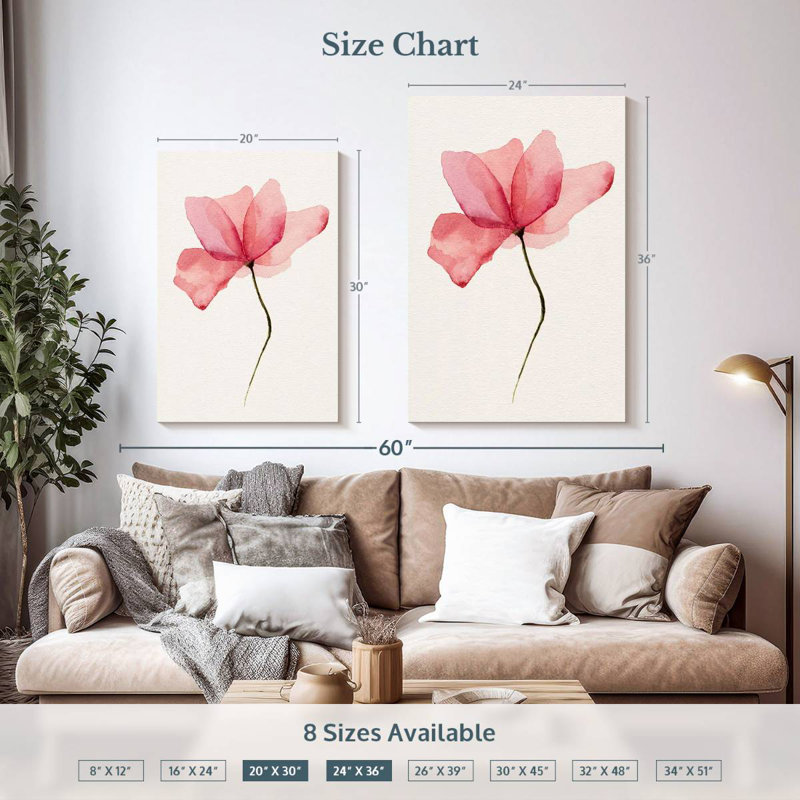 Harnek Translucent Pink Flower, 36" H x 24" W
