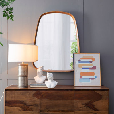 Table Lamp, D16x24.4" Hammered Iron Table Lamp With Mango Wood(Lamp Shade Assembly Required)