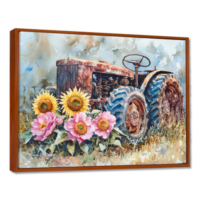 Doras Sunflowers By The Old Tractor II - farm Wall Art