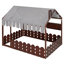 Spacieux lit double en bois avec rangement et tente Montessori