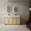 Meuble-lavabo de 60 po avec lavabo double en résine et charnières - Accessoire moderne-130597487