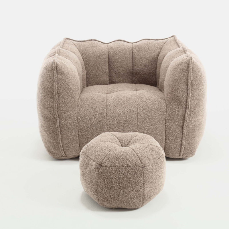 Comfortable Lazy Sofa with Footstool,for Living Room and Bedroom, Coffee Chenille, 26" H x 42.5" W x 33.5" D