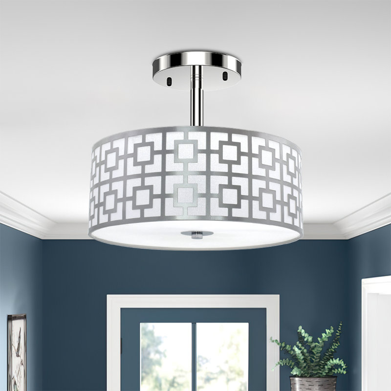 Plafonnier semi-encastré 3 lumières 12,6 po Rushda, Argent