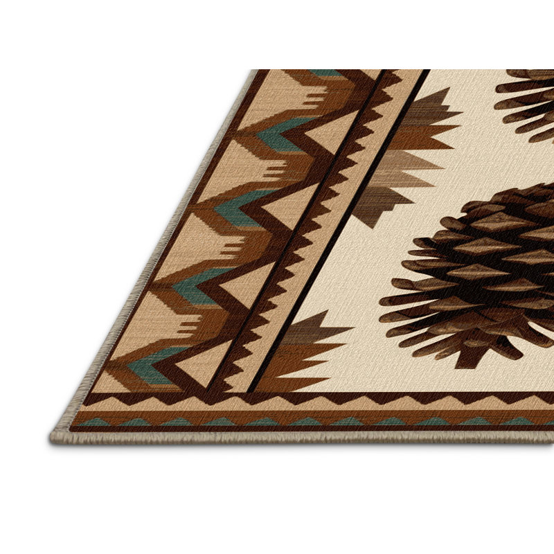 Washable Pinecone Southwestern Area Rug, Rectangle 4' x 6'
