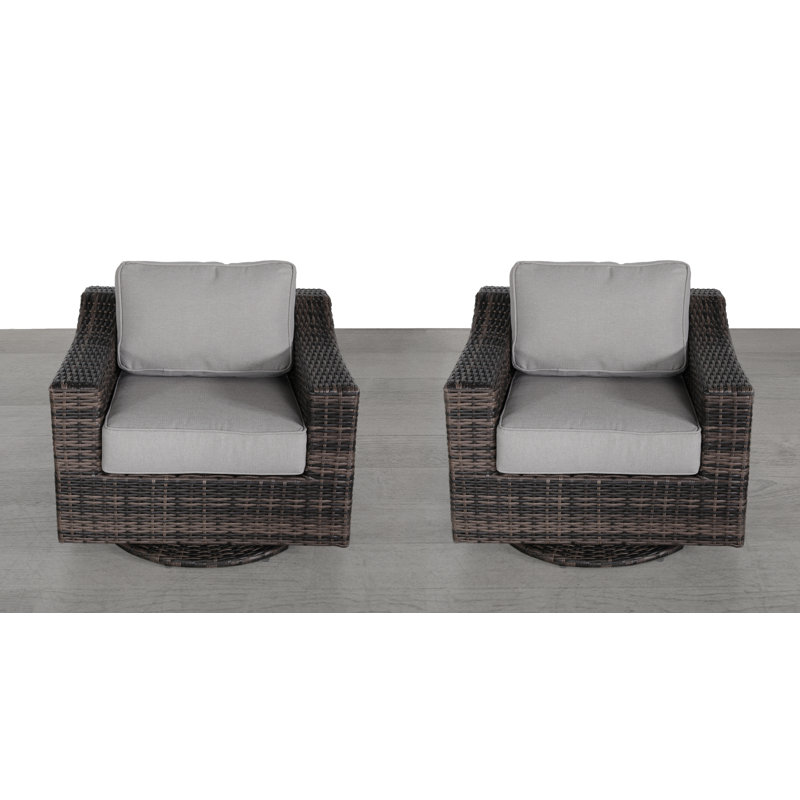 Chaise de patio pivotante avec coussins Shelton, Espresso