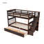 Lit superposé simple au-dessus de simple avec trois tiroirs de rangement, structure en bois massif espresso Stairway