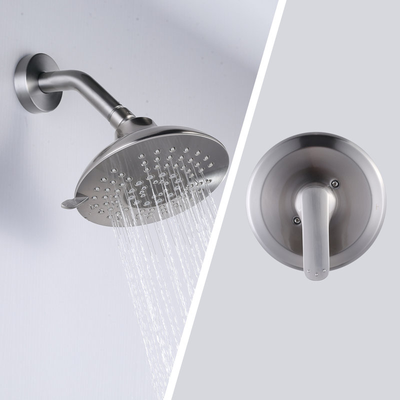 Mélangeur de douche à levier unique à 5 fonctions avec débit de 1,8 gal / min et valve incluse, Nickel brossé