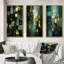 Emerald Reflections Abstract Cubist - Ensemble de 3 peintures abstraites-1396016137-1396016133