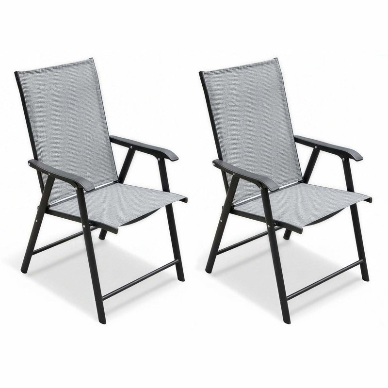 Ensemble de 2 chaises d'extérieur portatives empilables pour terrasse, Grey