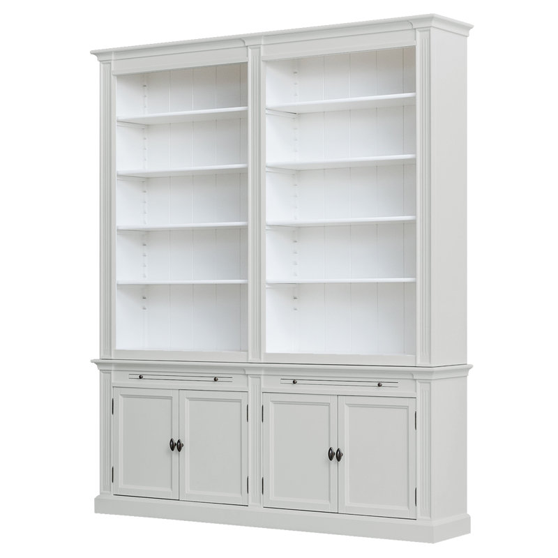 Bowland 240 cm H x 200 cm W Library Bookcase, Ivory/White