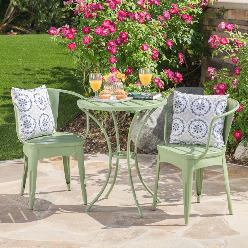 3PC KD Metal Bistro Set, Green