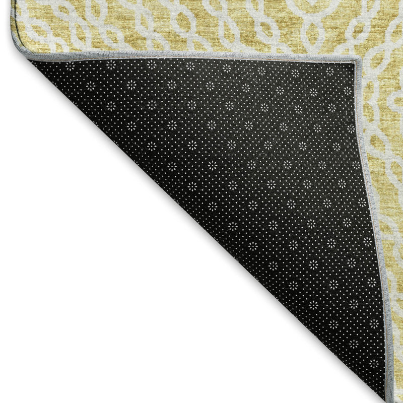 Premium Machine Washable Mayfield AMF74 Geometric Rug, Gilded, 10' x 14'