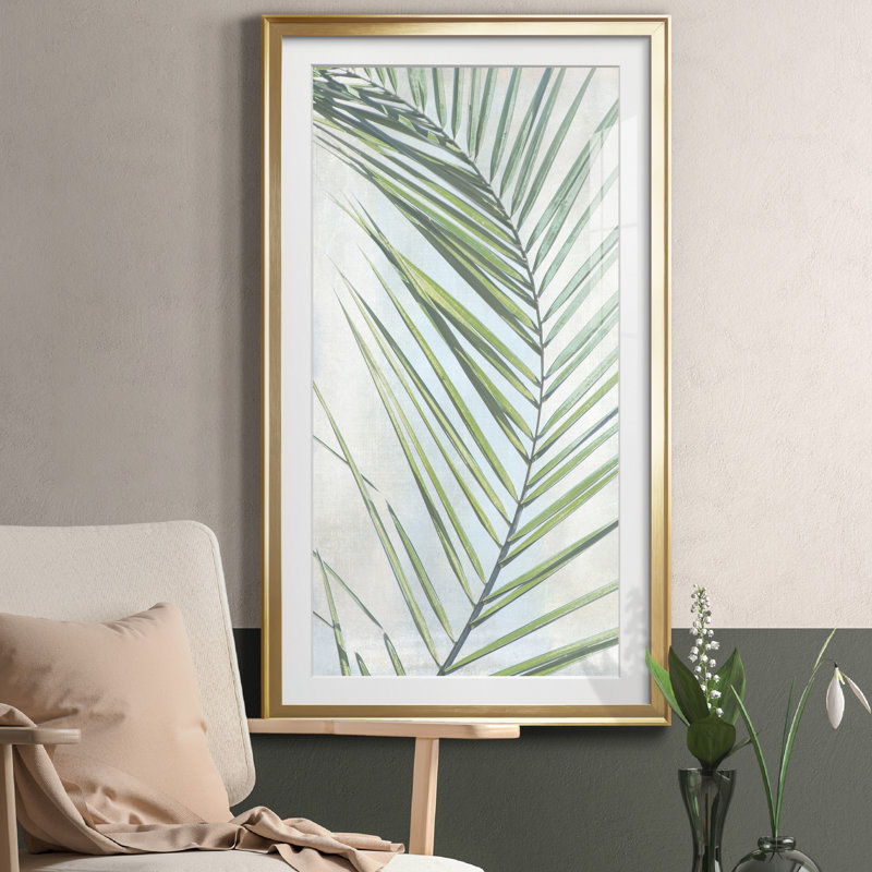 Palm Escape II - Reproduction d'art graphique sur papier encadré, H 22,5 po x l 42,5 po x P 1,5 po, Papier doré